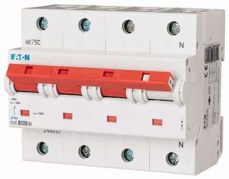 Выключатель автоматический модульный 4п (3P+N) C 100А 20кА PLHT-C100/3N EATON 248066