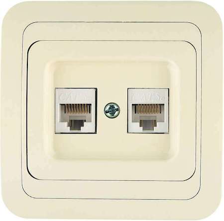 Розетка компьютерная 2-м СП Mimoza 16А IP20 крем/крем Makel 25036