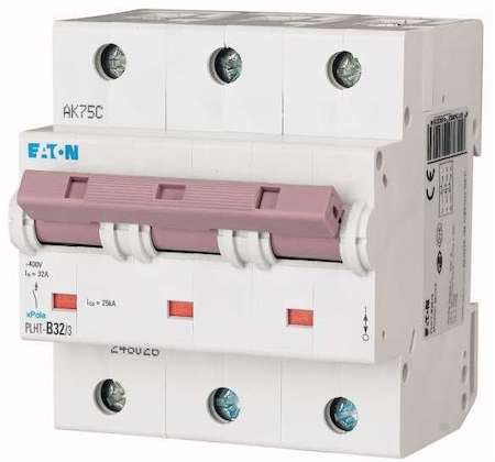 Выключатель автоматический модульный 3п B 32А 25кА PLHT-B32/3 EATON 248026