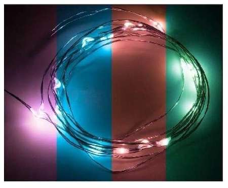 Neon-Night Гирлянда "Роса" (батарейки 3хААА в компл.) 2м 20LED RGB 5Вт 4.5В IP20 прозр. провод NEON-NIGHT 303-009