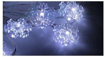 Neon-Night Гирлянда "Снежинки" (батарейки 3хААА в компл.) 2м 20LED бел. прозр. провод 2Вт 4.5В IP20 NEON-NIGHT 303-010
