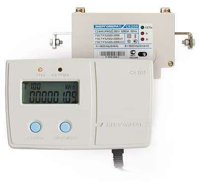 Счетчик СЕ 208 C2 849.2.OPR1.QD 1ф 5-80А 1/2 класс точн. 230В с двумя датчиками тока оптич. порт PLC радиоинтерфейс со встроен. антенной для крепл. на силовых проводах с разрывом линии Энергомера 101002008011293