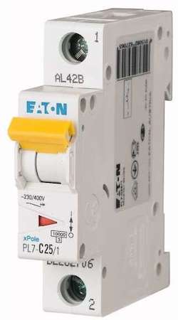 Выключатель автоматический модульный 1п D 25А 10кА PL7-D25/1 EATON 262718
