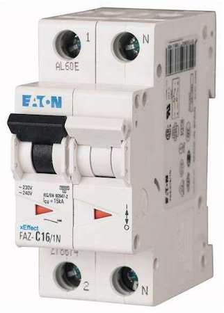 Выключатель автоматический модульный 2п (1P+N) C 4А 15кА FAZ-C4/1N EATON 278666