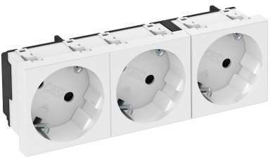 OBO Bettermann Розетка 3-м 16А 250В STD-D3 RW3 45х45 диаг. 33град. с заземл. бел. OBO 6120122