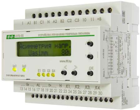 Евроавтоматика F&F Устройство управления резервным питанием AVR-02 (3х400В+N; 5 перекл. х8А; IP20) F&F EA04.006.004
