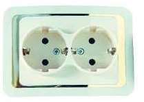 Розетка 2-м СП Mimoza 10А IP20 с заземл. крем/зол. Makel 12682