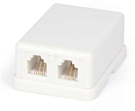 Розетка телефонная 2мод. SB-2-6P4C-C2-WH RJ12 (6P4C) внешн. бел. Hyperline 15847