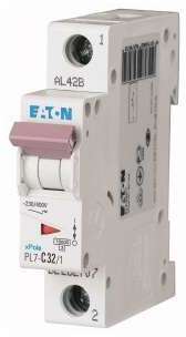 Выключатель автоматический модульный 1п B 32А 10кА PL7-B32/1 EATON 262679