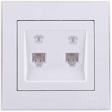 LEZARD Розетка телефонная 2-м СП Рейн бел. Lezard 703-0202-138
