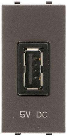 Механизм USB зарядного устройства 1М 750мА Zenit антрацит ABB 2CLA218500N1801