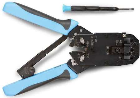 Инструмент HT-200AR обжимной для RJ50 RJ45 RJ12 RJ11 (10P10C; 8P8C типа AMP; 6P6C; 4P4C) профессиональн. с храп. механизм. Hyperline 35548