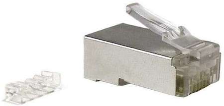 Разъем PLUG-8P8C-UV-C6-SH-100 RJ45(8P8C) под витую пару кат. 6 (50/50 микродюйм)экранир. универс.(для ож и мж кабеля) со вставкой (уп.100 шт) Hyperline 49383