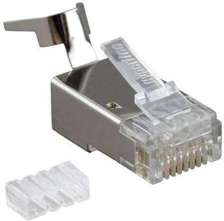 Разъем PLUG-8P8C-UV-C6-TW-SH-10 RJ45 (8P8C) под витую пару кат. 6 (50/50 микродюйм) экранир. универс. (для ож и мж кабеля) для толстых жил 1.35-1.5 мм (с оболочкой) (уп.10шт) Hyperline 49340