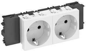 OBO Bettermann Розетка 2-м Modul45connect 16А 250В STD-D0C RW2 0град. с заземл. бел. OBO 6120362