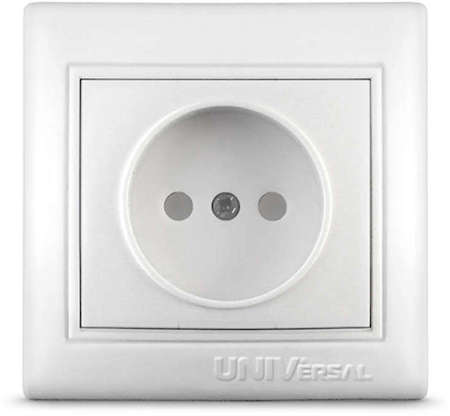 Фото Розетка 1-м СП Севиль 16А IP20 защ. шторки без заземл. бел. Universal С0047