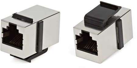 Адаптер CA2-KJ-C5e-SH-WH (coupler) проходной RJ45(8P8C) формат Keystone Jack кат.5e 4 пары экран. бел. Hyperline 44822