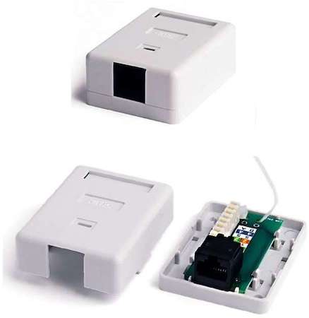 Розетка компьютерная SB2-1-8P8C-C5e-WH RJ45(8P8C) внешн. CAT.5E одинарн. Dual IDC Hyperline 27472
