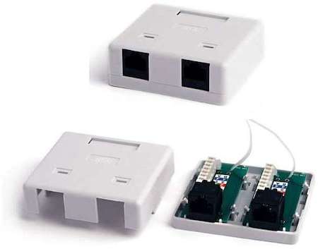 Розетка компьютерная 2-м ОП SB2-2-8P8C-C5e-WH RJ45 8P8C CAT.5E Dual IDC бел. Hyperline 28062