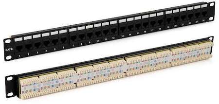 Патч-панель PP3-19-24-8P8C-C6-110D 19дюйм 1U 24 порта RJ45 кат. 6 Dual IDC ROHS черн. (задний кабельн. организатор в компл.) Hyperline 246107