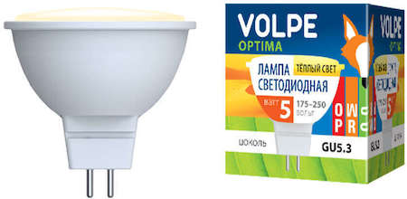 Лампа светодиодная LED-JCDR-5W/WW/GU5.3 5Вт 3000К тепл. бел. GU5.3 350лм 175-250В Volpe 09942