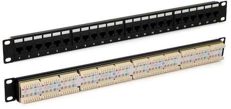 Патч-панель PP3-19-24-8P8C-C5E-110D 19дюйм. 1U 24 порт. RJ45 кат. 5e Dual IDC ROHS черн. Hyperline 246095