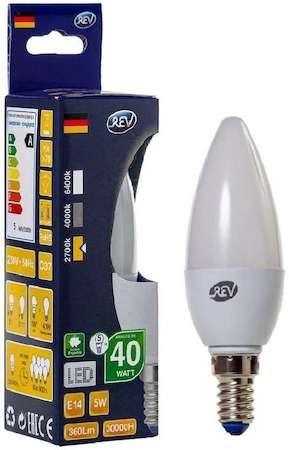 Лампа светодиодная C37 5Вт свеча 2700К тепл. бел. E14 420лм 180-240В REV 32271 9
