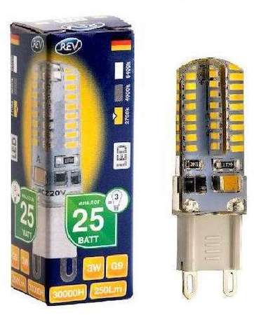 Лампа светодиодная JCD G9 3Вт 250Лм 2700К теплый свет REV 32367 9