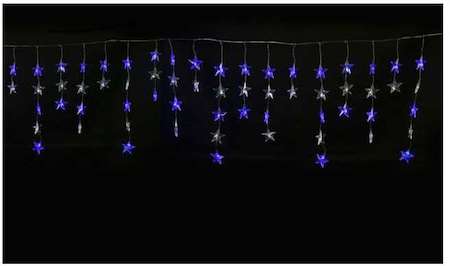 Гирлянда занавес светодиодная "Звездочки-1" ULD-E5505-196/DTK WHITE-BLUE STARS-1 бел. и син. 56LED 5.5х0.5м IP20 Uniel UL-00001410