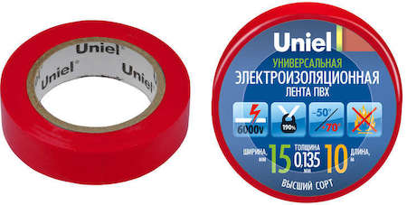 Лента изоляционная UIT-135P 10/15/01 RED 0.135х15 10м красн. Uniel 04513
