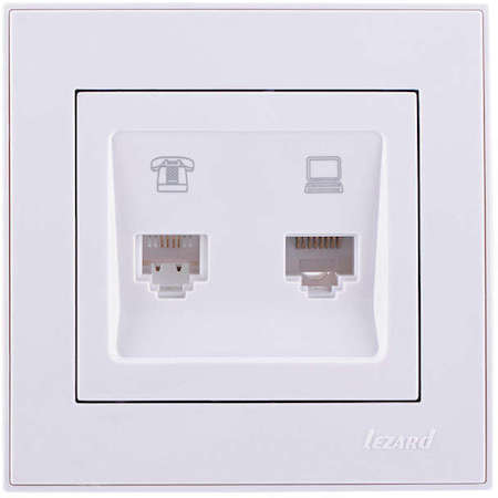 LEZARD Механизм розетки комп.+телеф. Рейн бел. Lezard 703-0288-143
