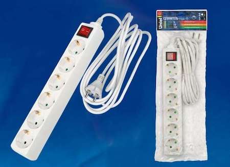 Удлинитель 6х3м с заземл. 16А IP20 S-GCD6-3B с выкл. Uniel 02939