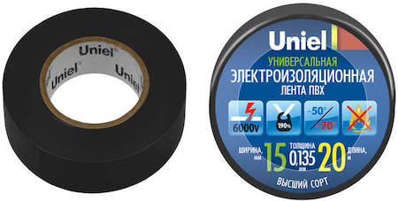 Лента изоляционная UIT-135P 20/15/01 BLK 20м/15мм черн. Uniel 04484
