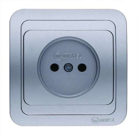 Розетка 1-м СП Mimoza 16А IP20 без заземл. серебр./серебр. Makel 23402