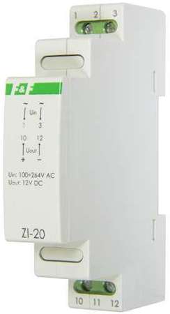 Евроавтоматика F&F Блок питания ZI-20 (P= 12Вт Uвых. 12В DC 1мод 100-264В AC 1А IP 20) F&F EA11.001.027