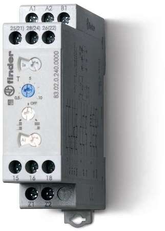 Finder Таймер мультифункциональный 240В AC/DC 2CO 12А 0.05с…10дн. FINDER 830202400000