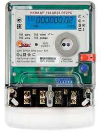 ТАЙПИТ Счетчик НЕВА МТ 114 AR2S RF2PC 1ф 5-80А 230В 1/2 класс точн. подсветка ЖКИ Моск. вр. Тайпит 6116156