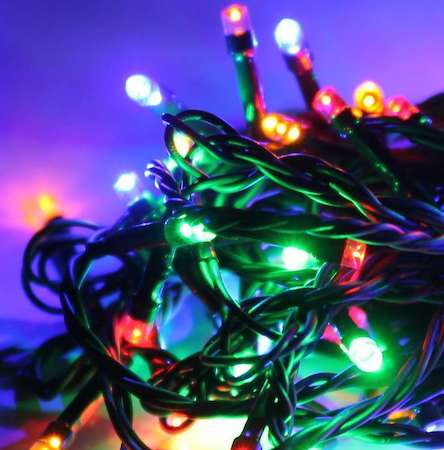 КОСМОС Гирлянда светодиодная 50LED шнур 6.5м 8 режимов мигания Космос KOC_GIR50LED_RGB