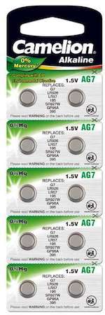 Элемент питания алкалиновый "таблетка" G 7 Mercury Free AG7-BP0%Hg 395A/LR927/195 BL-10 (блист.10шт) Camelion 12815