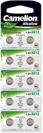 Элемент питания алкалиновый "таблетка" G12 Mercury Free AG12-BP0%Hg 386A/LR43/186 BL-10 (блист.10шт) Camelion 12820