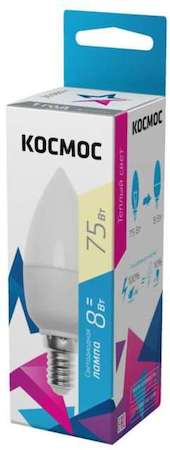КОСМОС Лампа светодиодная CN 8Вт 220В E14 3000К Космос Lksm_LED8wCNE1430