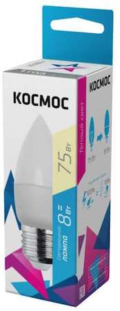 КОСМОС Лампа светодиодная CN 8Вт 220В E27 3000К Космос Lksm_LED8wCNE2730