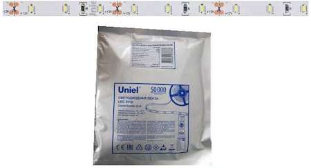 Лента светодиодная гибкая ULS-3014-60LED/m-6mm-IP20-DC12V-6W/m-5M-DW на самоклеящейся основе IP20 угол излучения 120град. 4500К 6Вт/м (уп.5м) Uniel 11051