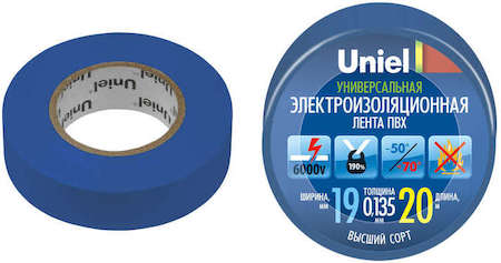 Лента изоляционная UIT-135P 20/19/01 BLU 20м 19мм 0.135мм син. Uniel 04477