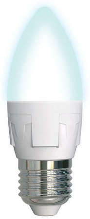 Лампа светодиодная LED-C37 7W/NW/E27/FR PLP01WH форма "свеча" мат. серия "ЯРКАЯ" бел. 4000К упак. картон Uniel UL-00002412