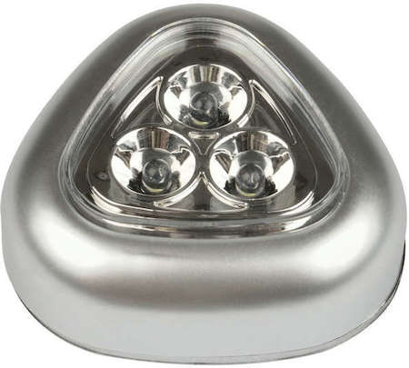 Светильник-ночник DTL-358 Светлячок/Silver/3LED/3АА пушлайт питание от 3-х батареек ААА (в комплект не входят) серебр. Uniel UL-00001989