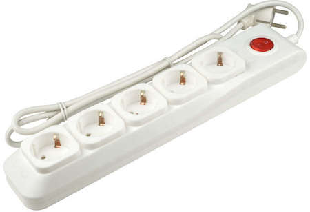 Сетевой фильтр SGSL5-3 WHITE "Lux" 3м Пвс 3х0.75 5 гнезд с/з 10А защита от перенапряж. короткого замыкания Uniel UL-00001753
