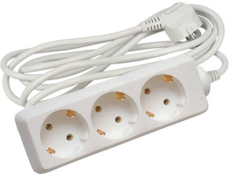 Удлинитель SGCP3-3 "General" purpose шнур 3м 3 гнезда с/з бел. Uniel UL-00002844