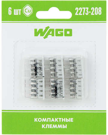 Wago Клемма 8-х проводн. для распред. короб. (без п) 2273-208 (уп.6шт) WAGO 07-5135-06
