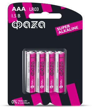 ФАZA Элемент питания алкалиновый LR03 Super Alkaline BL-4 (уп.4шт) ФАZА 4895205000254